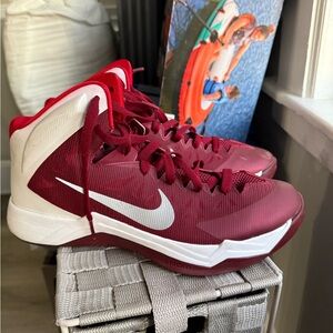 Nike Maroon and White Basketball Shoes